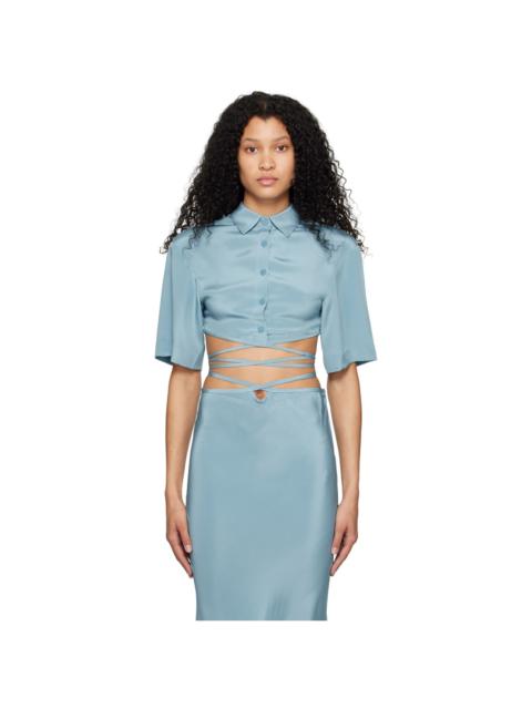 CHRISTOPHER ESBER Blue Crop Tie Shirt