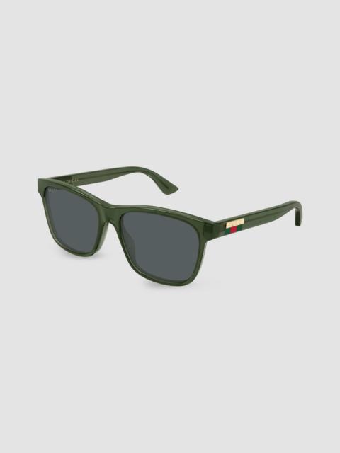 GUCCI Men's Web Stripe 57MM Rectangular Sunglasses - Green
