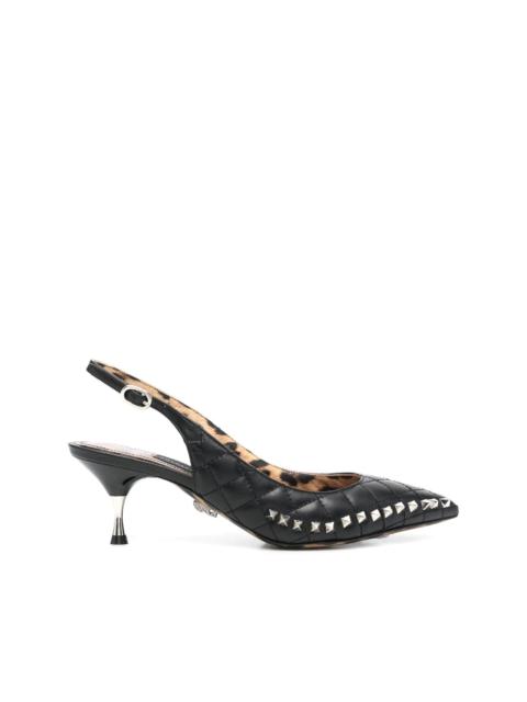stud-embellished mid-heeled pumps