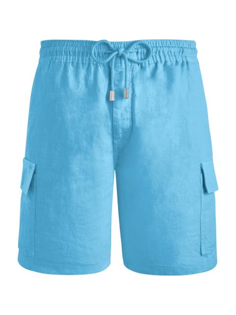 Vilebrequin Men Linen Bermuda Shorts Cargo Pockets