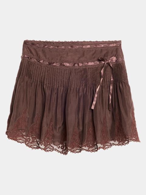 LoveShackFancy Marais Lace-Trim Mini Skirt