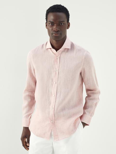 Linen easy fit shirt with spread collar