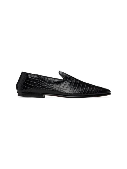 TOM FORD Black Printed Alligator Steven Loafers