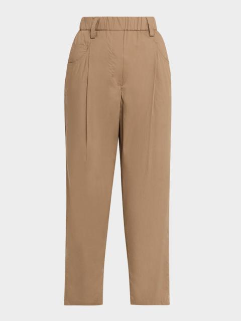 Brunello Cucinelli Tapered Lightweight Poplin Crop Pants