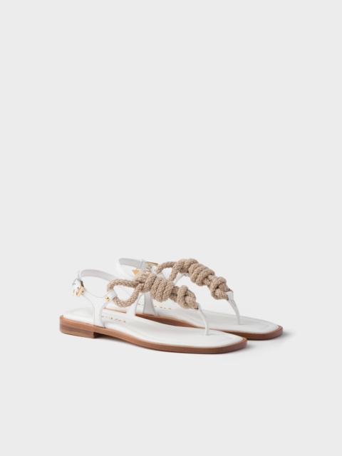 Prada Leather and cord thong sandals