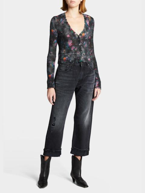 R13 Wide-Leg Cropped Boyfriend Jeans