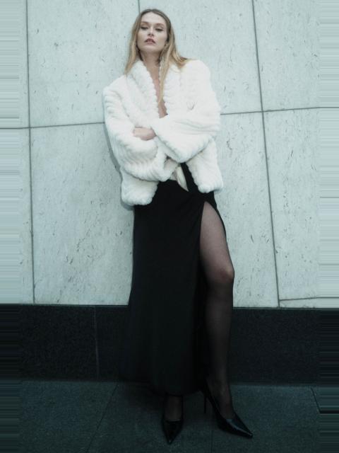 BARDOT Renalda A-Line Faux Fur Coat In Ivory