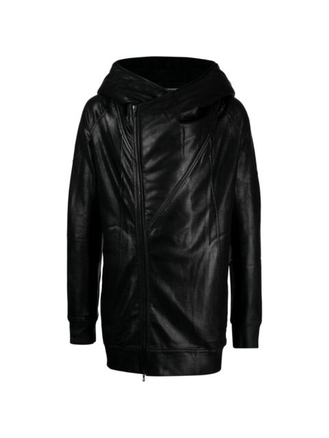 off-centre faux-leather jacket