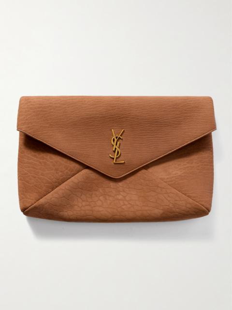 SAINT LAURENT Cassandre Large Textured-nubuck Clutch