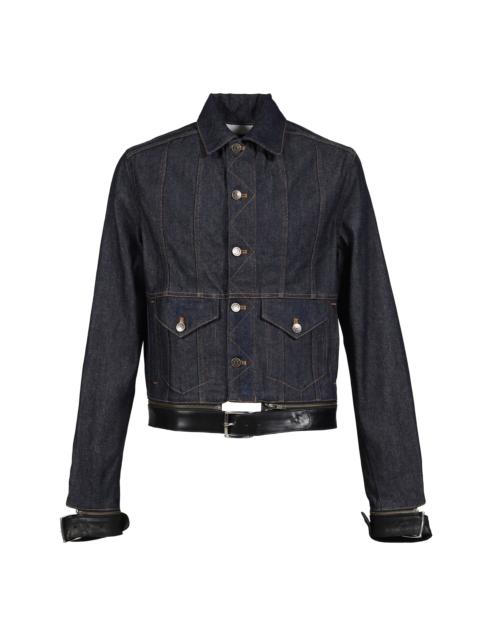 EGONLAB LEATHER STRAP DENIM JACKET / THICK 12OZ RAW DENIM