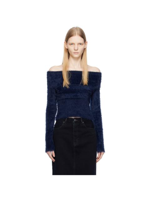 Acne Studios Navy Off Shoulder Sweater