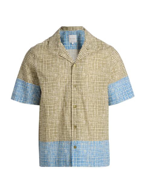 Paul Smith Men's Grid Cotton Camp Shirt - Military Green