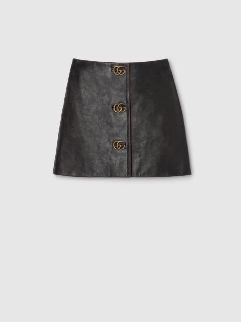 GUCCI Leather with aged effect mini skirt