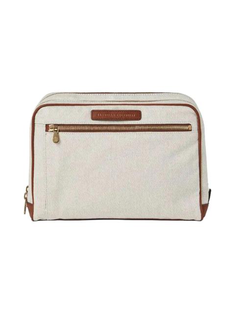 Brunello Cucinelli Linen Canvas Toiletry Bag "Cream" BRUN893