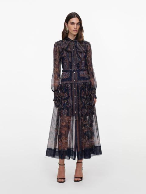 self-portrait Navy Printed Georgette Midi Dress