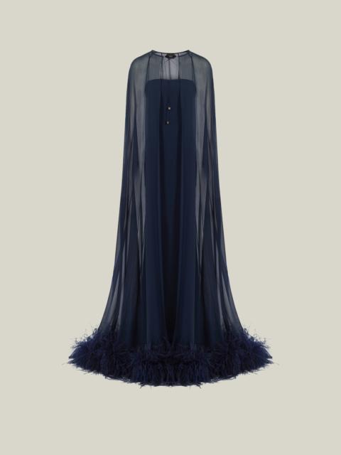Taller Marmo Grace Cape Dress in Midnight Blue