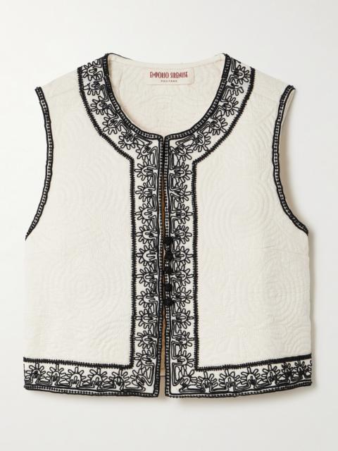 EMPORIO SIRENUSE Clara Embroidered Quilted Cotton Vest