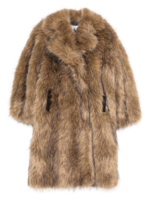 GANNI notched-lapel faux-fur coat