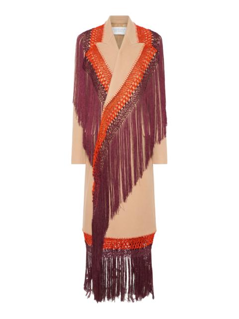 GABRIELA HEARST Mcaffrey Fringe Coat in Camel Double-face Recycled Cashmere with Silk Macrame