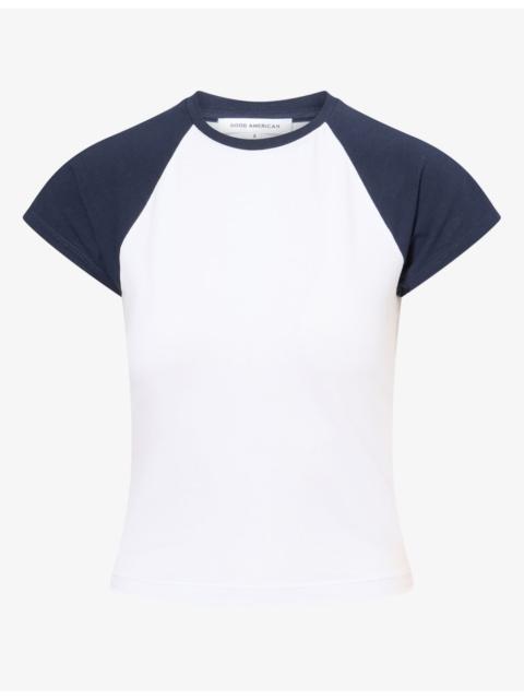 GOOD AMERICAN Short-Sleeve Raglan-Sleeve Cotton-Jersey T-Shirt