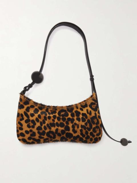 JACQUEMUS Le Bisou Perle embellished leopard-print calf hair shoulder bag