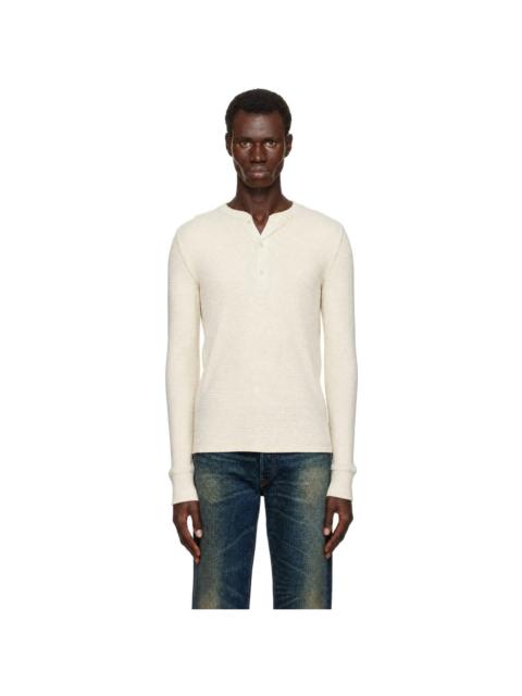 RRL by Ralph Lauren White Waffle-Knit Henley