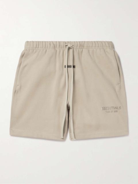 Wide-Leg Logo-Appliquéd Cotton-Blend Jersey Drawstring Shorts