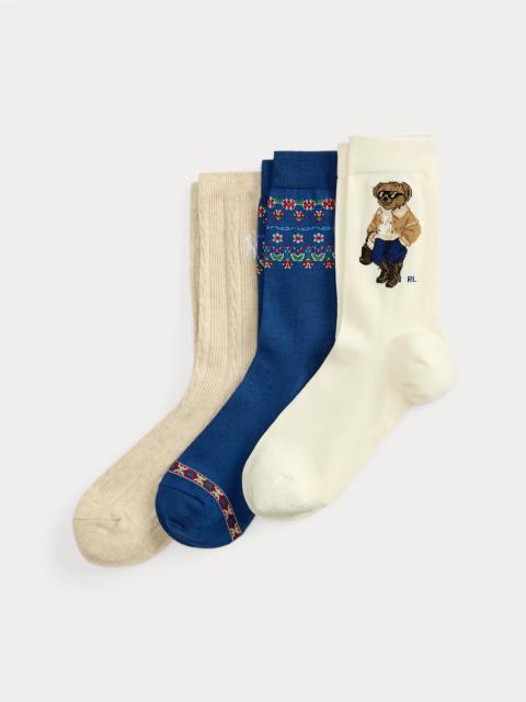 Polo Ralph Lauren Polo Bear Floral Crew Sock 3-Pack