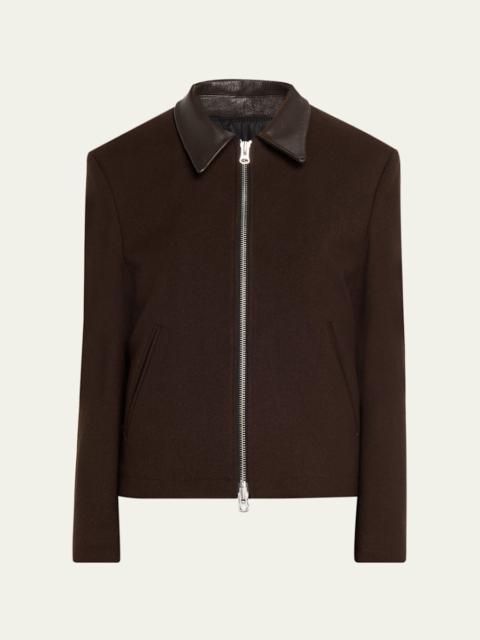Tonywack Leather-Trim Wool Jacket
