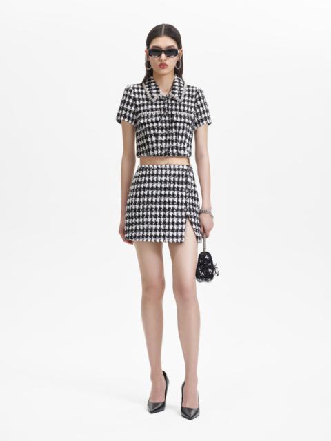 Black Check Boucle Mini Skirt