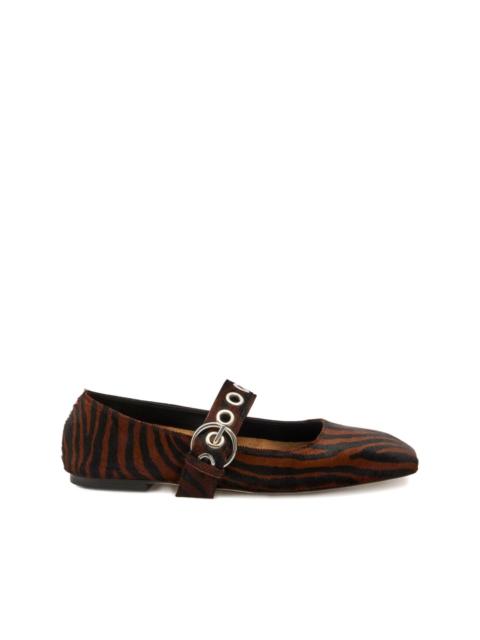 Aeyde Uma zebra-print ballet flats