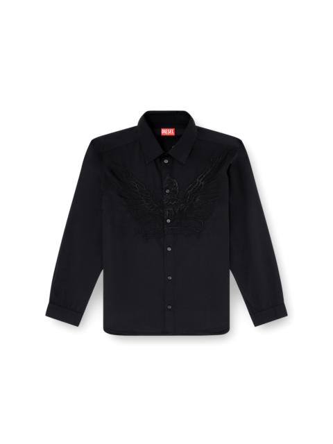 Diesel COTTON-CUPRO SHIRT WITH EMBROIDERED PATCH