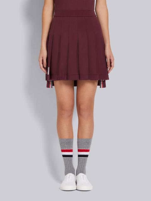 Thom Browne Dark Red Cotton Loopback Pleated Mini Skirt