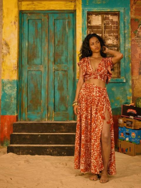 Poupette St Barth Long Skirt Carla - Paprika Aquaflora