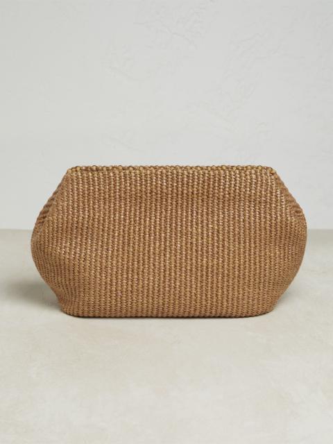 Techno raffia shoulder bag with monili