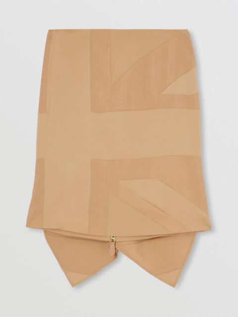 Burberry Flag Intarsia Satin Skirt