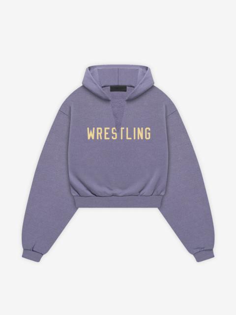 ESSENTIALS Womens Heavy Fleece Cropped V-Neck Hoodie