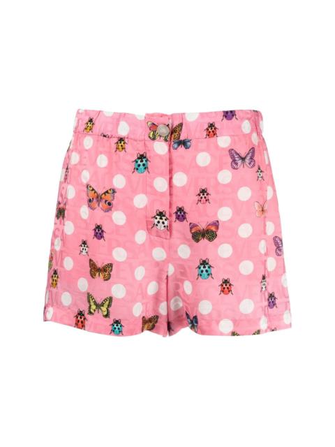 Butterflies-print silk-blend shorts