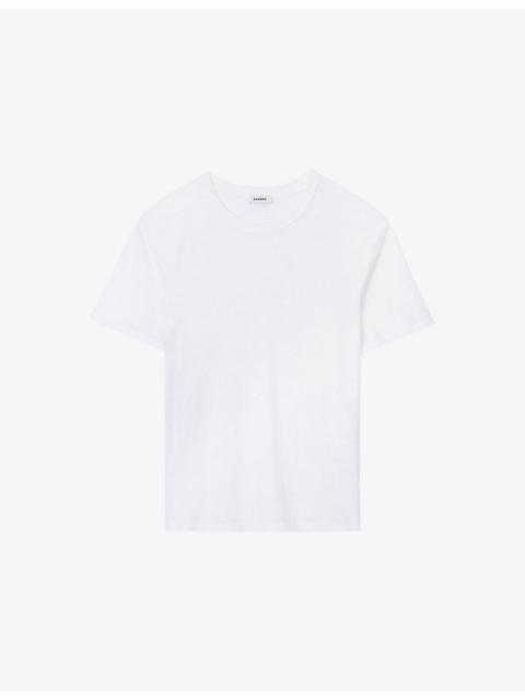 Sandro Crewneck linen-jersey T-shirt