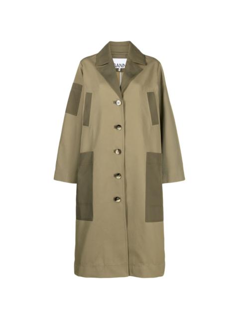 GANNI notched-lapel gabardine coat