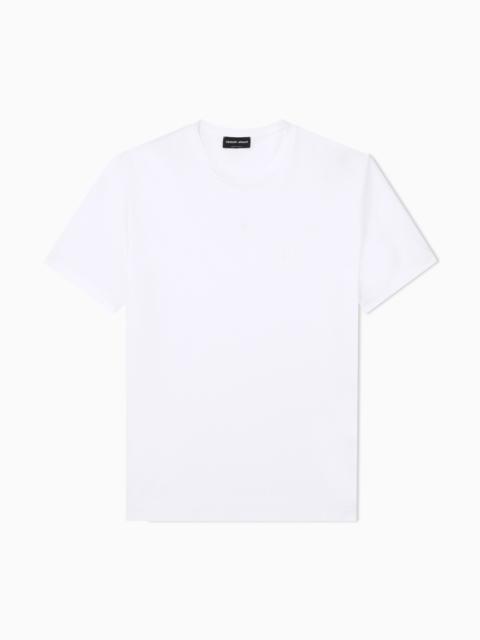 GIORGIO ARMANI COTTON-INTERLOCK T-SHIRT WITH EMBROIDERED LOGO
