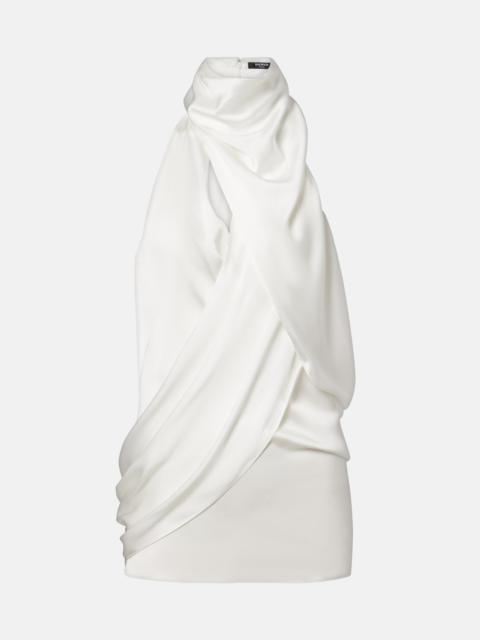Balmain Draped halterneck silk top