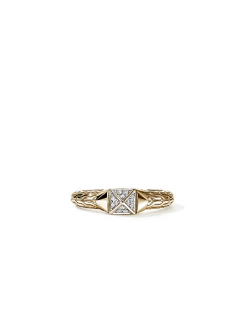 JOHN HARDY Icon Stud Ring, Gold,Diamonds, 5MM