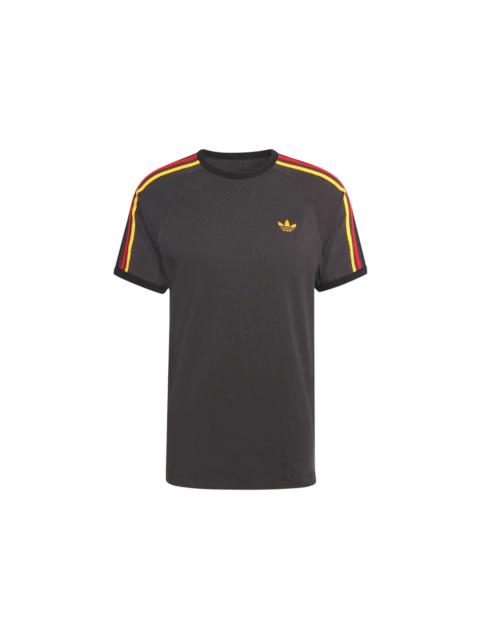 adidas adidas 3-Stripes Tee Utility Black Collegiate Gold Power Red