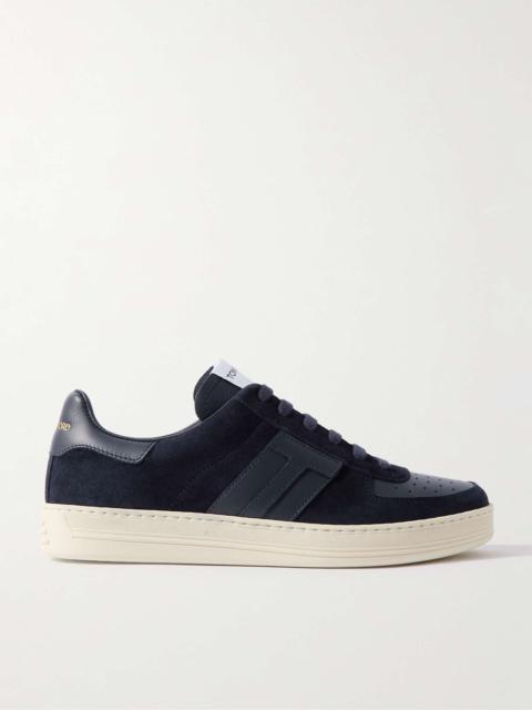 Logo-Appliquéd Leather-Trimmed Suede Sneakers