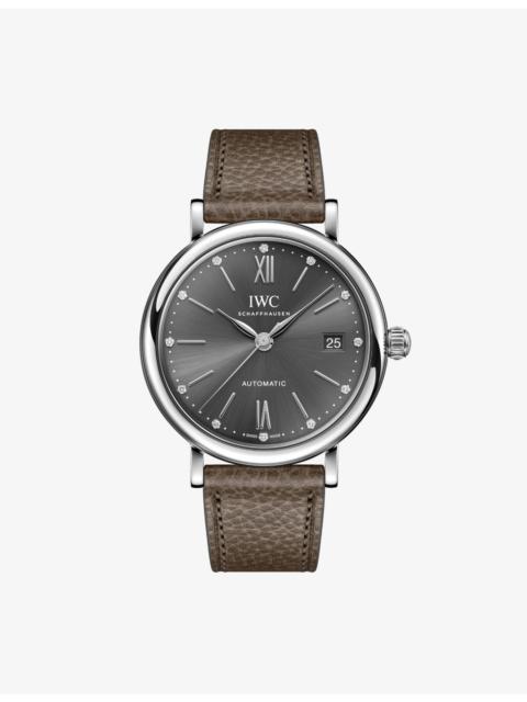 IWC Schaffhausen Portofino 37mm Stainless Steel and Leather Automatic Watch