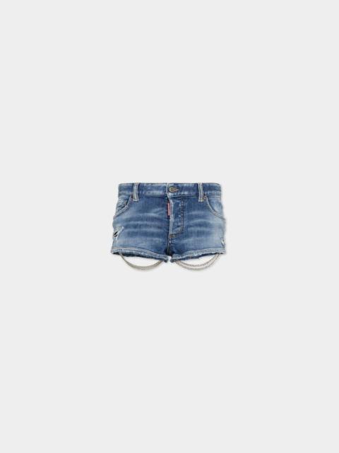 DSQUARED2 CHAIN MEDIUM BLUE WASH DENIM HOT-PANT
