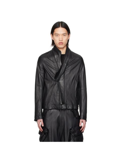 Black Dimensional Leather Jacket
