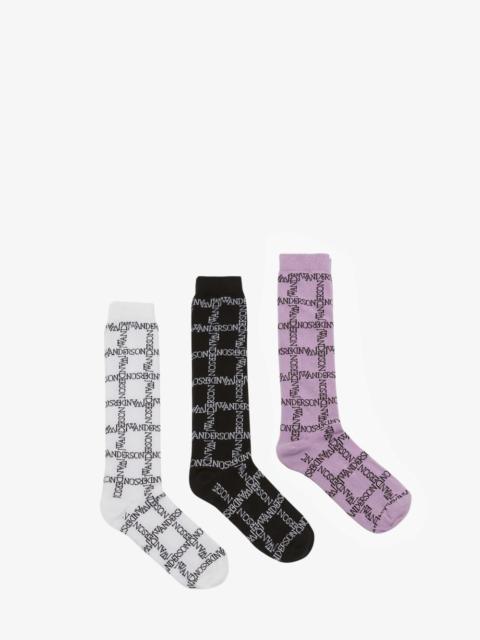 JW Anderson LONG SOCKS WITH LOGO GRID - BUNDLE