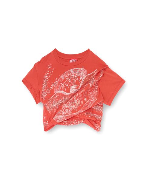 Diesel RUCKED-UP T-SHIRT IN DOUBLE-LAYER JERSEY